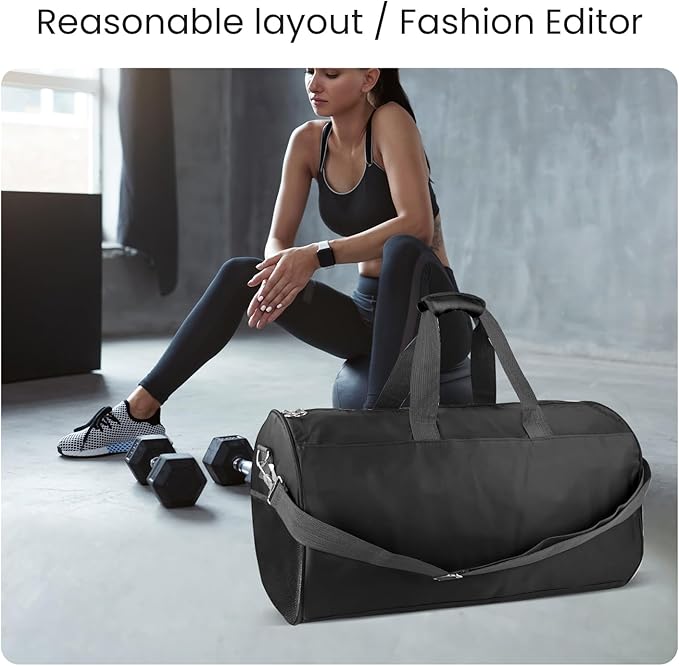 C&F BOGMOST Small Gym Bag for Travel & Duffel - 17 Inch Lightweight Carry On Bag for Men & Women, Mini Duffel Bag,Perfect for Sports, Weekend Trips, and Overnight Stays, Black-GravixFit