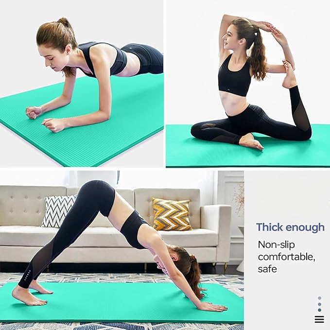 Thick Yoga Mat Non Slip, Large Size 72" L x 32" W x 0.6" TH, Premium Exercise & Fitness Mat with Carrying Strap and Bag, Workout Mats for Home-GravixFit