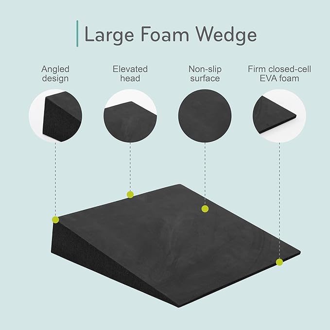 Balanced Body Large Foam Wedge, Pilates Reformer Accessory, Workout Wedge for Home Gym or Studio, Black-GravixFit