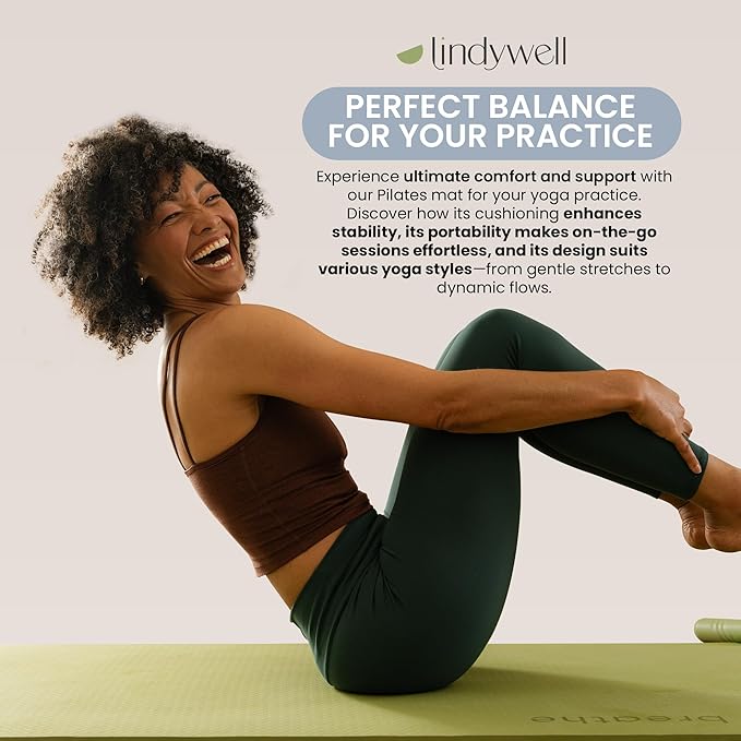 Lindywell Pilates Yoga Workout Mat Non Slip 6mm, 8mm, 10mm Thick - 6ft x 26in-GravixFit