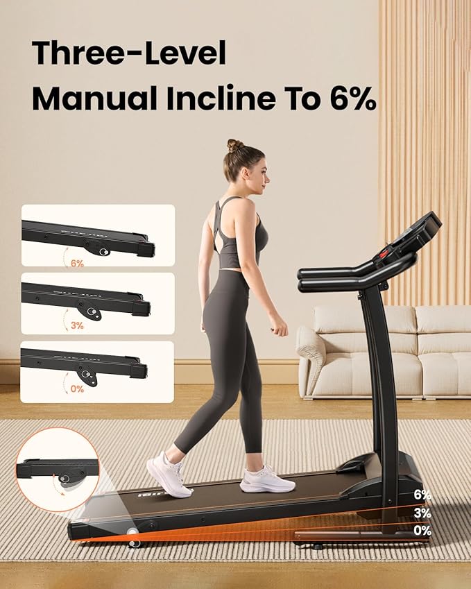 Treadmills for Home, 3.0HP Quiet Brushless Foldable Treadmill with Incline, Small Space Portable Running Walking Machine, 240/300 Lbs Capacity with Cup Holder