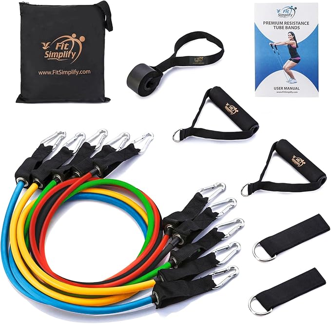 Fit Simplify Resistance Tube Bands 12 Piece Set with Instruction Booklet-GravixFit