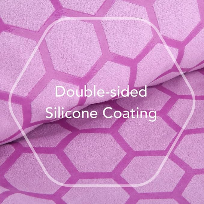 Clever Yoga Non-Slip Hot Yoga Towel – Non-Slip Grip for Hot Yoga, Sweat Absorbent, Honeycomb Silicone Grip, Stays Flat – Ideal for Pilates, Travel, Washable & Lightweight - Lilac-GravixFit