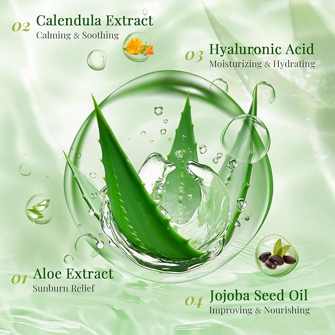 12 Pack Aloe Vera Face Masks Skincare, Sheet Aloe Hydrating Face Mask for Sunburn Relief and After Sun Care, Bulk Aloe Vera Face Mask for Spa Party Gifts-GravixFit