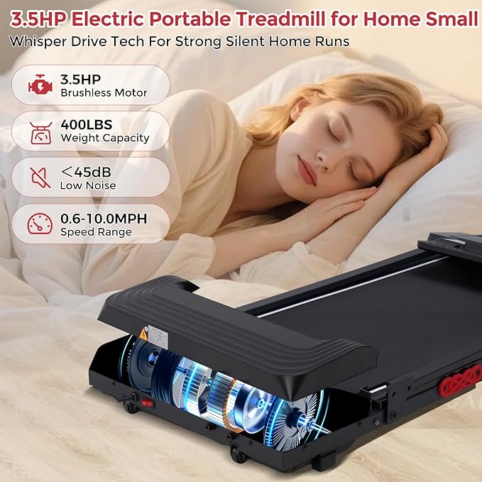 Treadmill with Handles, Folding Foldable Electric Treadmills for Home Small, 3.0HP Walking Pad Treadmills with Handle Bar, 3 in 1 Under Desk Treadmill with Remote Control, LED Display, 300LBS Capacity