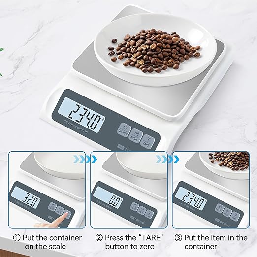 13lb/0.1g Precision Digital Food Scale - Meal Prep Kitchen Baking & Espresso Coffee - Gram Scale with Stainless Steel Platform & LCD Display-GravixFit