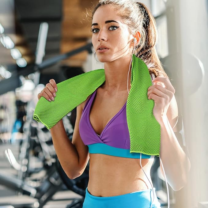 Cooling Towels 40 Pack 40"x 12", 160gsm Bulk Cool Towels, Soft Breathable, Super Absorbent, Quick Cold Towel, for Bowling, Yoga, Travel, Camping, Golf, Football, Hiking, Outdoor Work-GravixFit