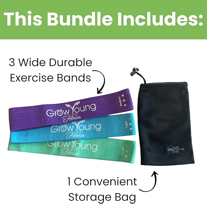 Grow Young Fitess Premium Exercise Bands - 3 Resistance Bands + 1 Storage Bag-GravixFit