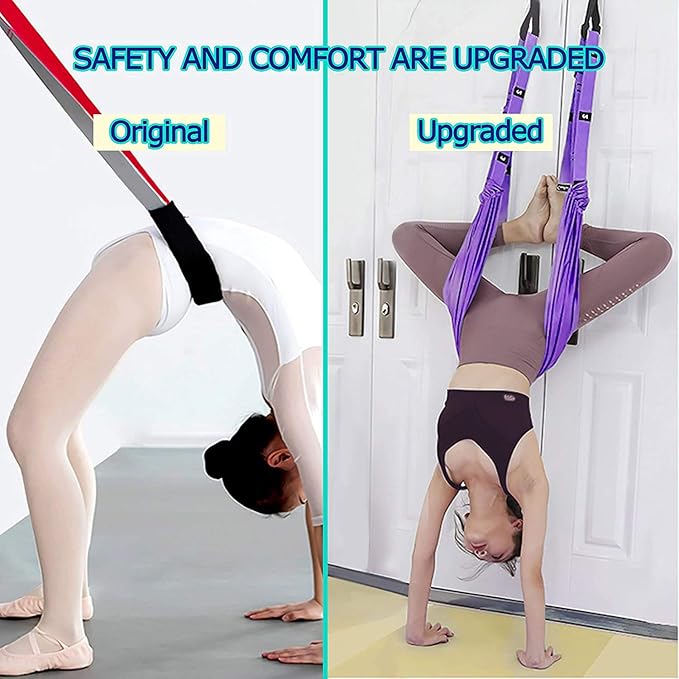 Yoga Stretching Strap, Adjustable Height Leg Stretcher Waist Back Stretch Band Aerial Yoga, Anti-gravity Inversion Exercises Door Flexibility Tensile Trainer for Rehab Pilates Dance Splits-GravixFit