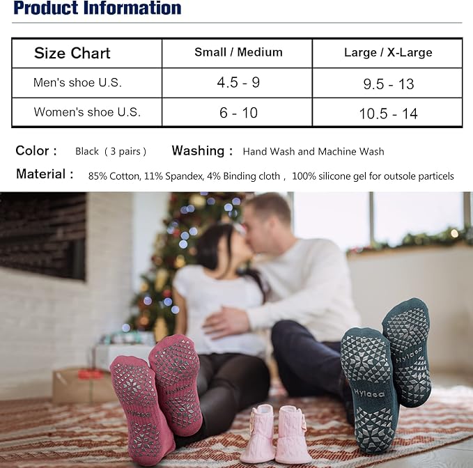 Hylaea Unisex Non Slip Socks with Grip for Yoga, Hospital, Pilates, Barre | Ankle, Cushioned-GravixFit