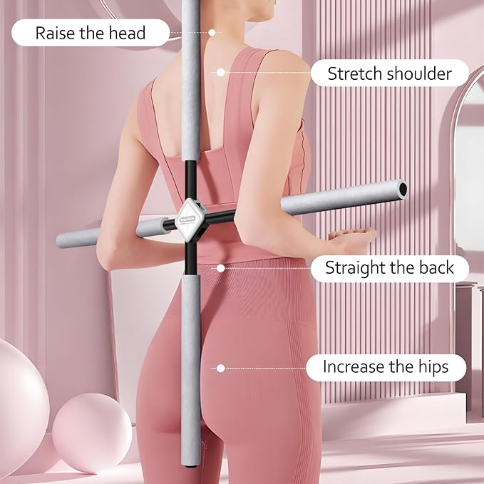 Back Straightener Posture Corrector|Yoga Stick Stretching Tool for Women and Men|Portable Posture Corrector Pole,Stretch Mobility Stick, Physical Workout Exercise Dowel-GravixFit