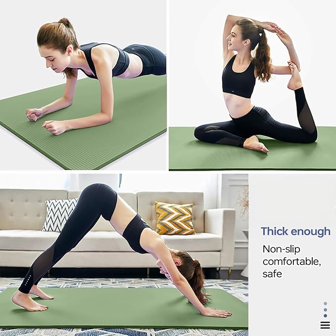 Thick Yoga Mat Non Slip, Large Size 72" L x 32" W x 0.6" TH, Premium Exercise & Fitness Mat with Carrying Strap and Bag, Workout Mats for Home-GravixFit
