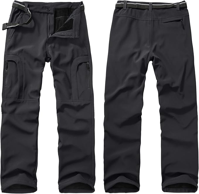 Toomett Men's hiking Snow Pants Skiing Winter Insulated Fleece lined Outdoor Water Repellent camping,walking,fishing