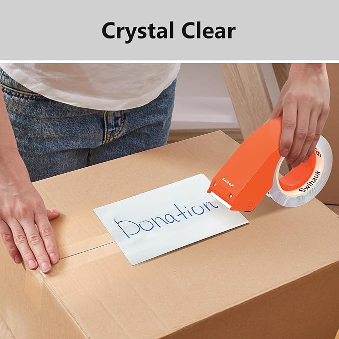 1.88 in x 66.6 YDs Clear Heavy Duty Packing Tape with Dispenser, Strong & Durable Shipping Tape, Packaging Tape, Packing Tape Dispenser for Packing Boxes, Moving Supplies, Shipping and Mailing-GravixFit