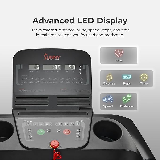 Sunny Health & Fitness Smart Wi-Fi Treadmills-GravixFit
