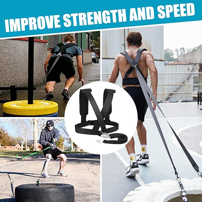 YNXing Sled Harness Workout Resistance and Assistance Trainer Physical Training Resistance Rope Kit Improving Speed, Stamina and Strength-GravixFit