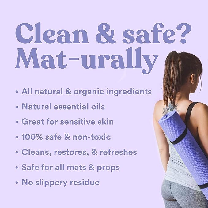 ASUTRA Yoga Mat Cleaner Spray (Peaceful Lavender - Aluminum Bottle), 4 fl oz - No Slippery Residue, Organic Essential Oils, Deep-Cleansing for Fitness Gear & Gym Equipment, Microfiber Towel Included-GravixFit