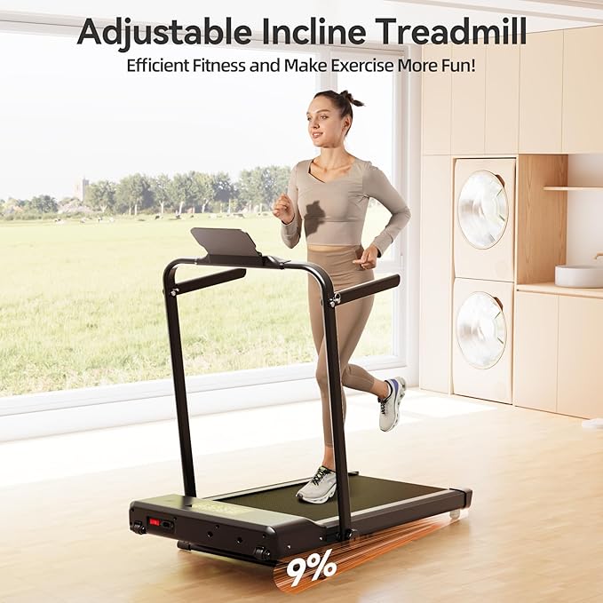 Walking Pad Treadmill with Handle bar, 3.0HP Small Foldable Treadmills for Home with APP Remote Control and LED Display, 7.5MPH Portable Treadmill 300 Lbs Capacity-GravixFit