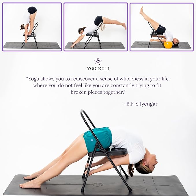 Yogikuti Yoga Chair(Standard) Backless/Folding Chair for Restorative & Iyengar Yoga Practie, Meditation/Fitness-GravixFit