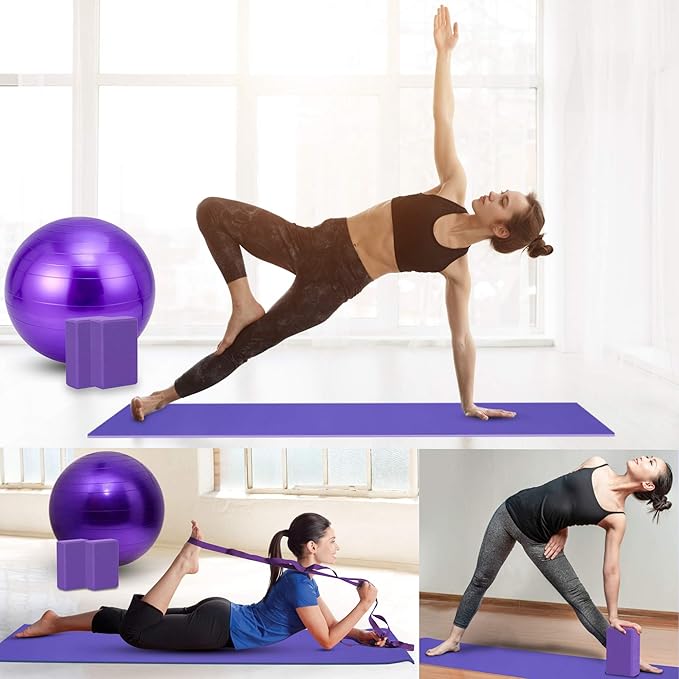 Yoga Starter Kit - 11-Piece Set with Yoga Blocks, Strap, Ball, Mat, Carrying Strap, Net Bag, Cooling Towel-GravixFit