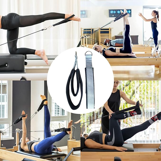 Pilates Double Loop Straps for Reformer, D Ring Straps Handle, Yoga Exercise Straps, 2 PCS-GravixFit