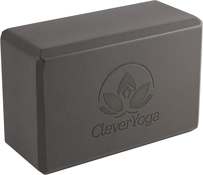 Clever Yoga Blocks & Strap - Lighweight Foam Yoga Blocks 2 Pack with 8ft Cotton Yoga Strap Set Kit for Beginners & Pros, Accessories & Equipment for Women & Men - Gray-GravixFit