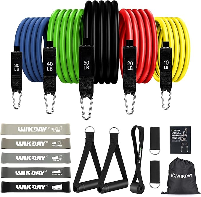 Exercise Resistance Bands with Handles for Working Out, 150/200/250/300 lbs Workout Bands Set with Door Anchor for Physical Therapy, Yoga, Pilates-GravixFit