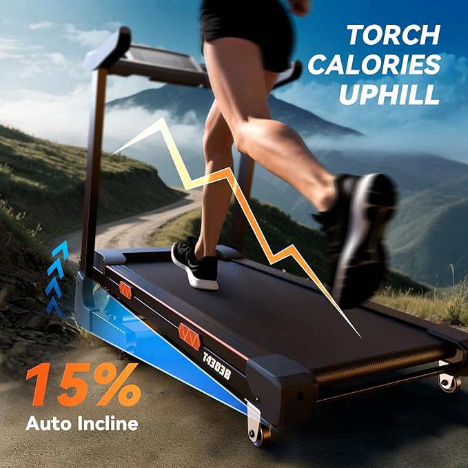 8.7MPH Treadmills for Home, 0%-15% Incline Walking Pad Treadmill with Auto-Folding, 3.5HP Wide Running Area Supports Up to 300lbs User Weight, Bluetooth & Pulse Monitor-GravixFit