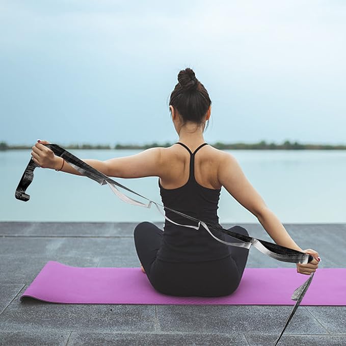 SANKUU Yoga Straps Stretching Strap with 12 Loops Workout Poster, Straps for Stretching Physical Therapy Equipment Long Stretch Out Bands for Exercise, Pilates and Gymnastics for Women Men-GravixFit