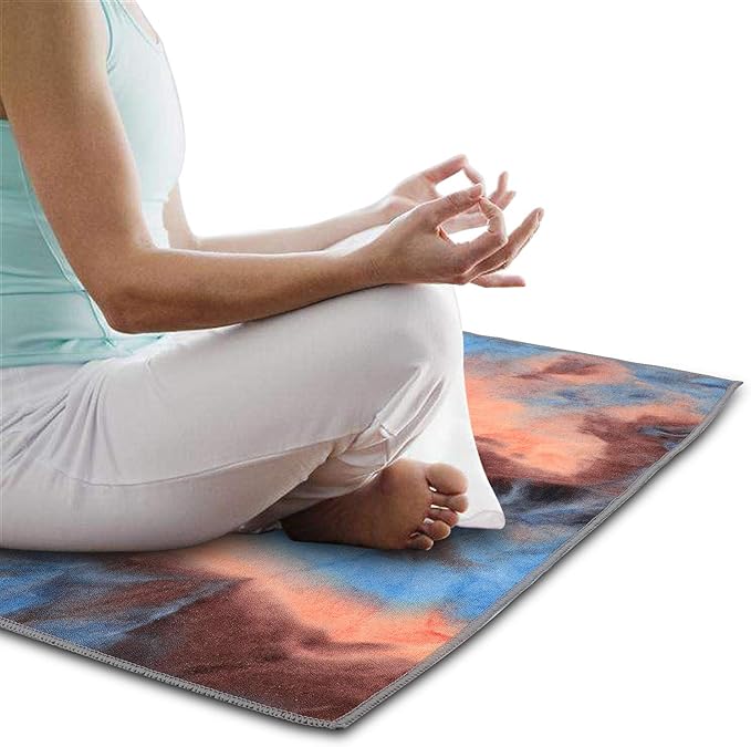 Yoga Towels , Non Slip Hot Yoga Towel Skidless Waffle Texture, 100% Absorbent Odorless Microfiber Yoga Blanket, Standard Sized 24 x72 in Mat Towel,for Hot Yoga, Bikram, Pilates ( Blue & Grey)…1-GravixFit