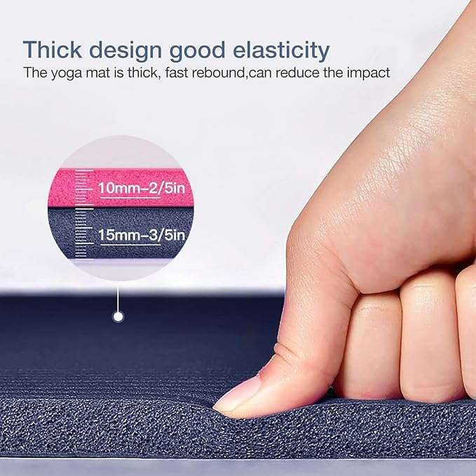 Thick Yoga Mat Non Slip, Large Size 72" L x 32" W x 0.6" TH, Premium Exercise & Fitness Mat with Carrying Strap and Bag, Workout Mats for Home-GravixFit