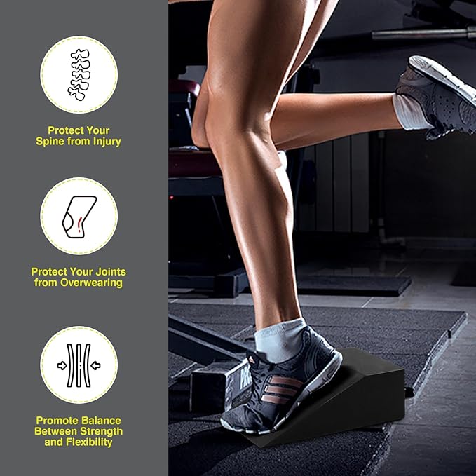 Foam Wedge Slant Board, 2 Pack Squat Wedge for Yoga, Calf Stretching, Physical Therapy & Foot Rehabilitation - Exercise Blocks for Squats, Balance, Pushup & Pilates (Black)-GravixFit