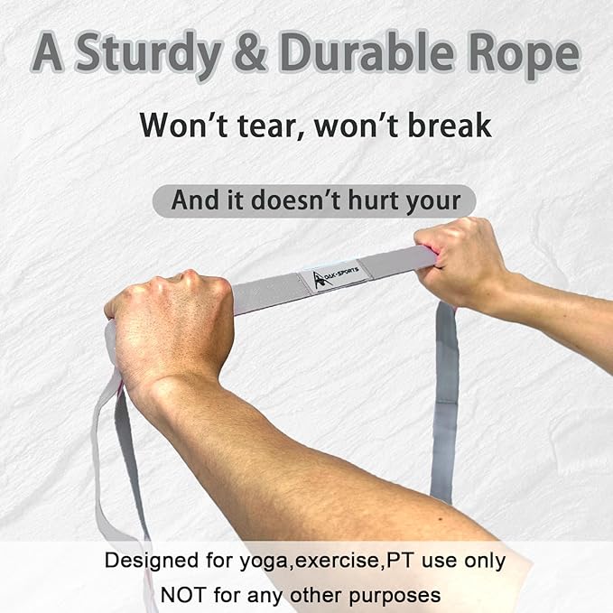 Stretching Strap Yoga Strap with Loops, Stretch Straps for Physical Therapy, Non-Elastic Exercise Strap for Pilates, Dance and Gymnastics with Workout Guide-GravixFit