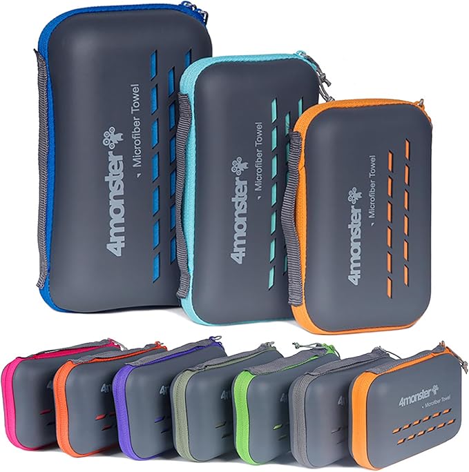 4Monster Camping Towel Super Absorbent, Quick Dry Microfiber Travel Towel, Light Weight Ultra Soft Compact Gym Towel for Hiking Swimming Beach Yoga Travel Sports Backpack-GravixFit