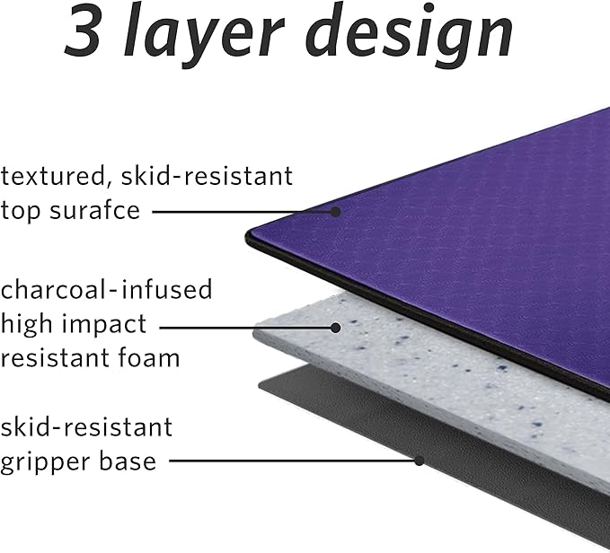 MICRODRY Deluxe Fitness Exercise Yoga Mat for Home & Gym, Extra Thick for High Impact Training, Multi Layered Skid Resistant Surface, Odor Neutralizing with Carrying Strap-GravixFit