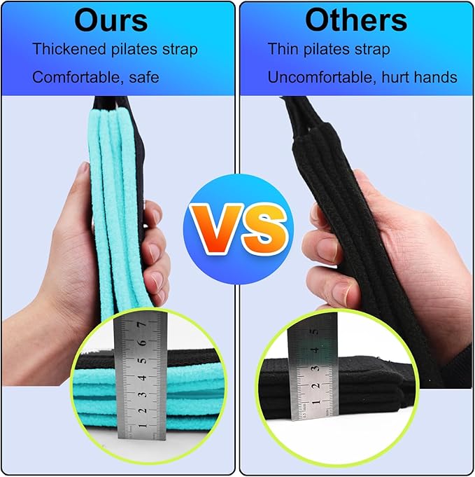 1 Pair Enhanced Pilates Double Loop Straps for Reformer, Thickened D-Ring Handle Straps, Yoga Exercise Accessories in 2 Lengths and Multicolor for Home Gym Workout-GravixFit