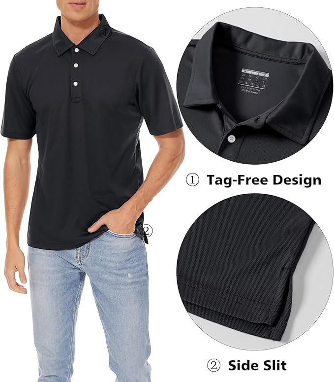MAGCOMSEN Men's Polo Shirts 3 Buttons Casual Work T Shirts Quick Dry Short Sleeve Golf Shirt Pique Jersey Outdoor Performance-GravixFit