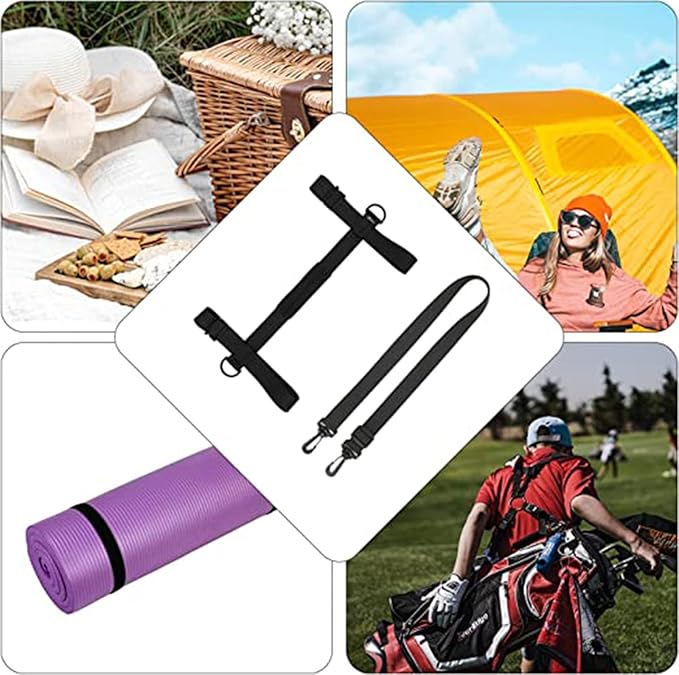 WISDING Yoga Mat Strap, Portable Yoga Mat Sling, Picnic Blanket Strap with Adjustable Shoulder Strap & Handle for Festivals Picnics Camping Motorcycle Bedroll Pilates-GravixFit