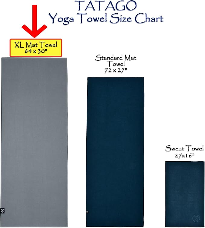 Tatago Hot Yoga Mat Towel Non Slip for Hot Yoga (72-84 inch Mats) Our Hot Yoga Towel Non Slip Silicone Dabs & Absorbent Microfiber Blend Gives You More Grip As You Drip! (Nube Gris, XL - 84")-GravixFit