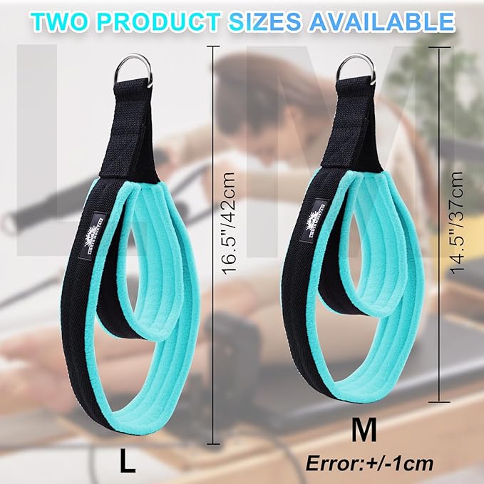 1 Pair Enhanced Pilates Double Loop Straps for Reformer, Thickened D-Ring Handle Straps, Yoga Exercise Accessories in 2 Lengths and Multicolor for Home Gym Workout-GravixFit