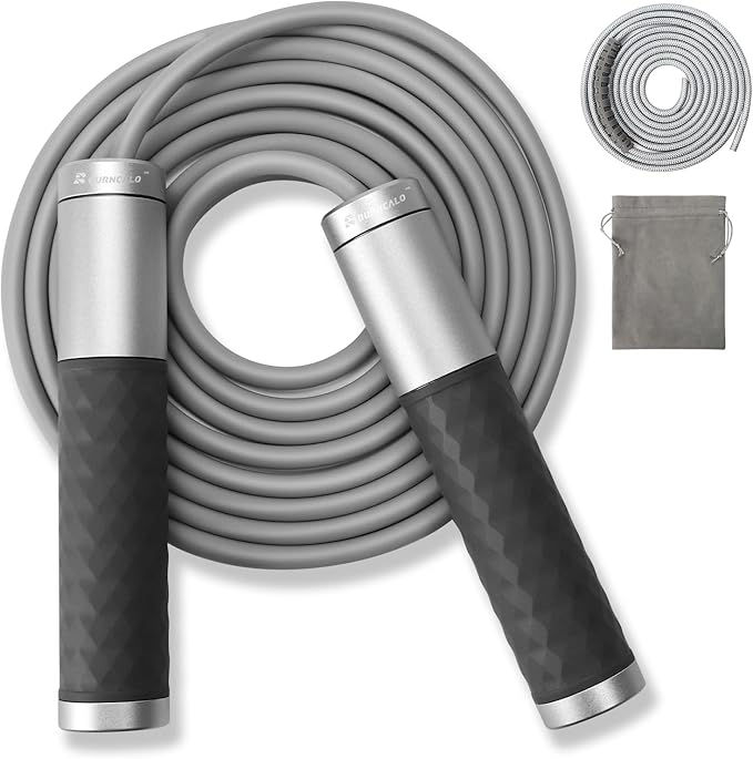 Weighted Jump Rope for Men, Women (1.5LB) - Alloy Steel Handles, Speed Skipping Rope, Gym,Indoor/Outdoor - Fitness, Workout, Boxing - Solid PVC & Cotton Rope