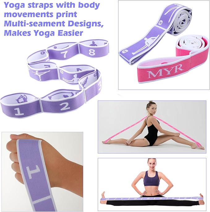 2Pcs Stretching Strap for Kids, Elastic Yoga Straps with Loops for Stretching Equipment, Kids Stretch Band, Resistance Bands, Gymnastics Stretch Band for Trainer Gymnastics Training, Yoga, Latin-GravixFit