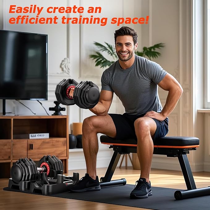 Adjustable Dumbbells Set of 2, 1 Hand Adjustable Weights Dumbbells Set, 5 in 1/10 in 1 Free Dumbbell with Anti-Slip Texture Handle, 25/55/80lb Pair Weight Set For Home Gym Suit both Men and Women-GravixFit