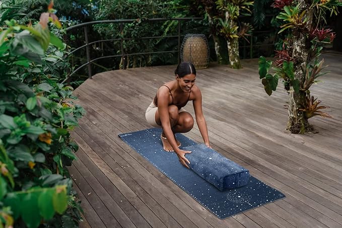 YOGA DESIGN LAB | The Yoga Bolster | Comfortable, Supportive Eco-Friendly Luxury Yoga Cushion | Recycled Plastic Bottle Microfiber | Natural Cotton, Foam Filling (Celestial)-GravixFit