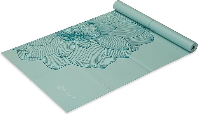 Gaiam Yoga Mat - Folding Travel Fitness & Exercise Mat - Foldable Yoga Mat for All Types of Yoga, Pilates & Floor Workouts (68"L x 24"W x 2mm Thick)-GravixFit