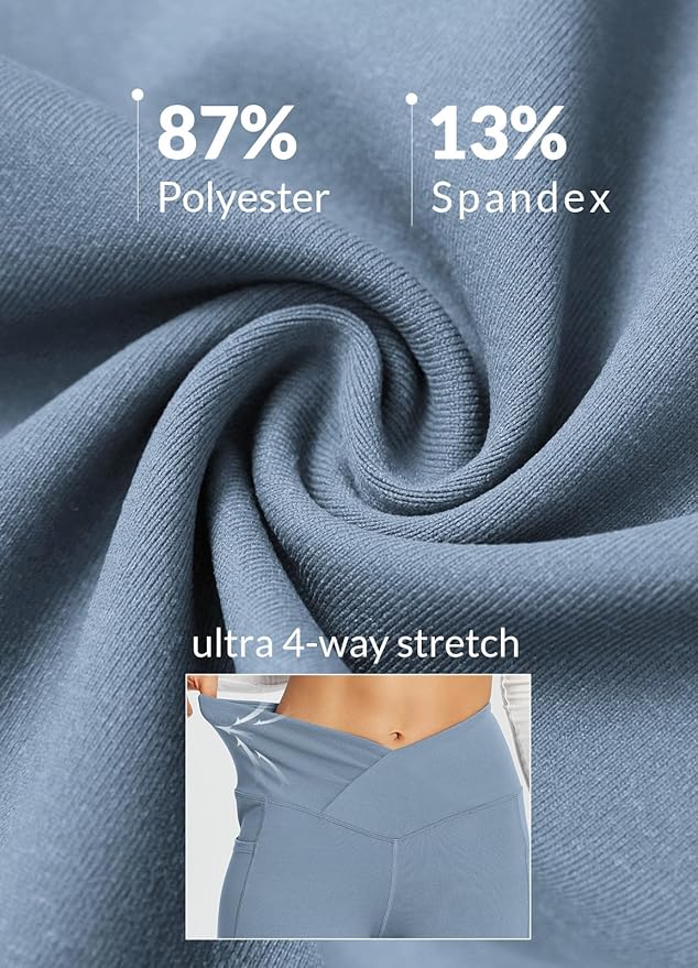 baleaf Women's V Crossover Flare Leggings with Pockets Yoga Pants High Waist Casual Workout Gym Bell Bottom Leggings-GravixFit