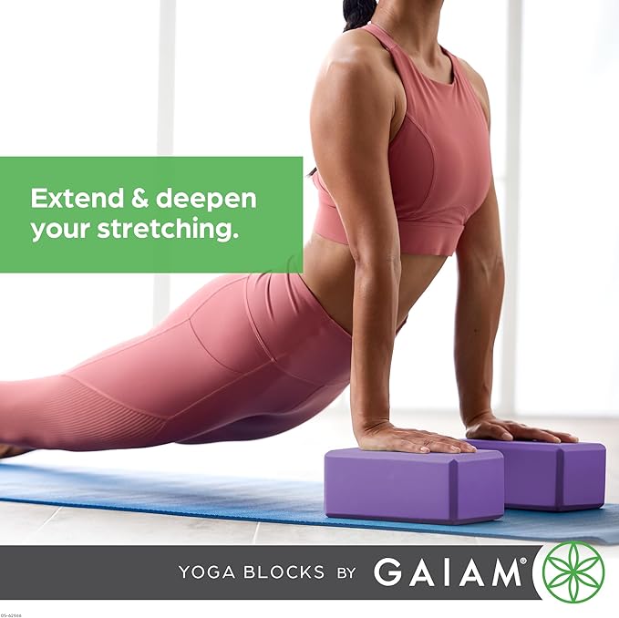 Gaiam Yoga Block - Supportive Latex-Free Eva Foam - Soft Non-Slip Surface with Beveled Edges for Yoga, Pilates, Meditation - Yoga Accessories for Stability, Balance, Deepen Stretches-GravixFit