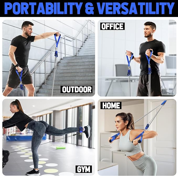 WALITO Resistance Bands Set - Exercise Bands with Handles, Door Anchor, Legs Ankle Straps, for Heavy Resistance Training, Physical Therapy, Muscle Training, Yoga, Home Workouts-GravixFit