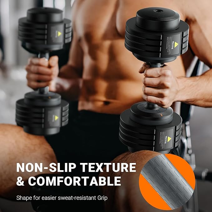Adjustable Dumbbells Set of 2, 1 Hand Adjustable Weights Dumbbells Set, 5 in 1/10 in 1 Free Dumbbell with Anti-Slip Texture Handle, 25/55/80lb Pair Weight Set For Home Gym Suit both Men and Women-GravixFit