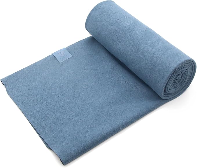 Eunzel Hot Yoga Towel, Super Absorbent Yoga Mat Towel Soft Suede Microfiber Non-Slip Towel for Bikram Pilates and Yoga Mats 72" x 26.5", Navy-GravixFit